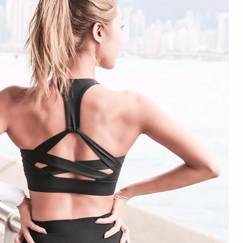 White Strap Push Up Sports Bra: Women&